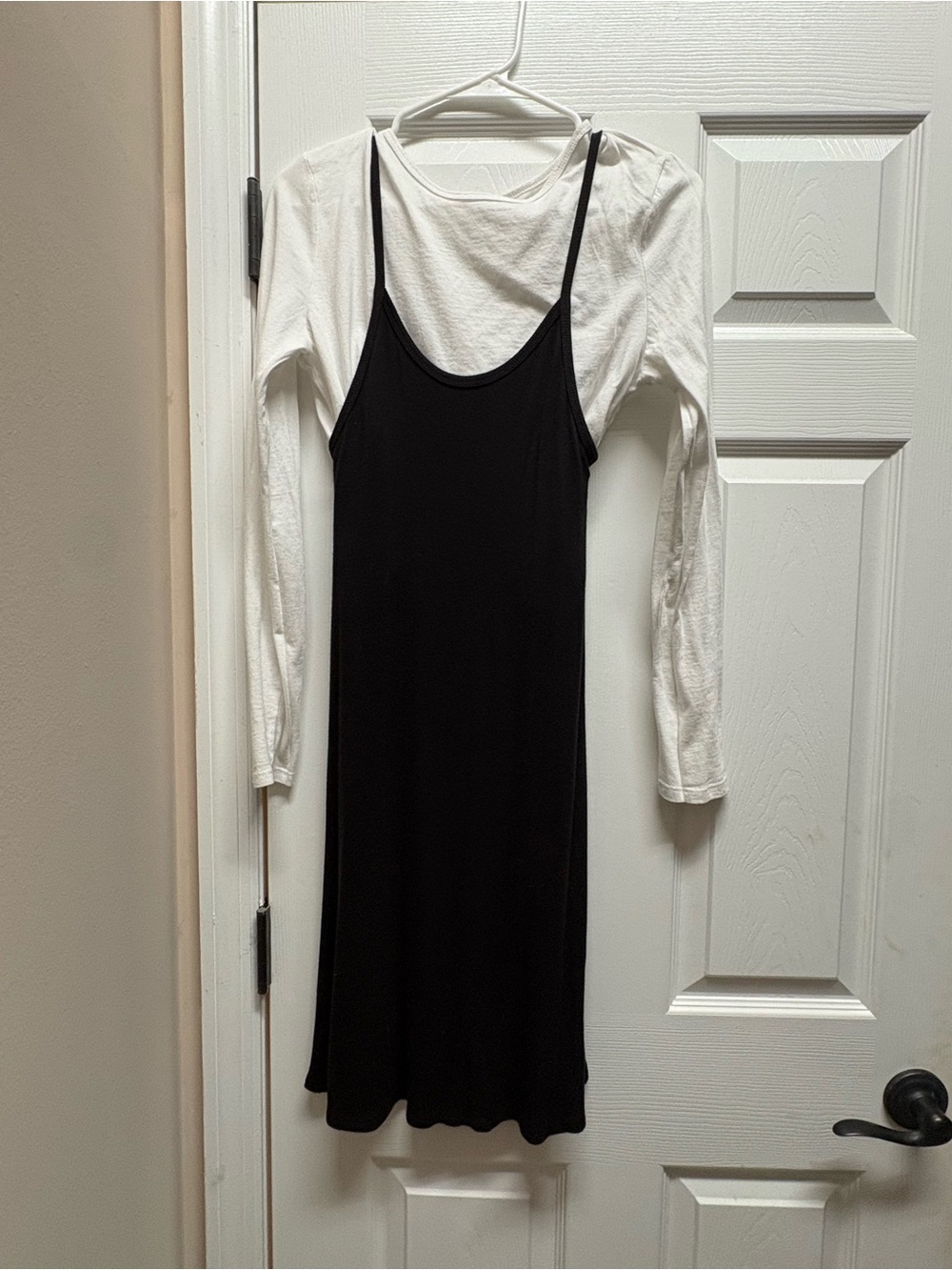 bp Black Slip Midi Dress with White Layering Tee